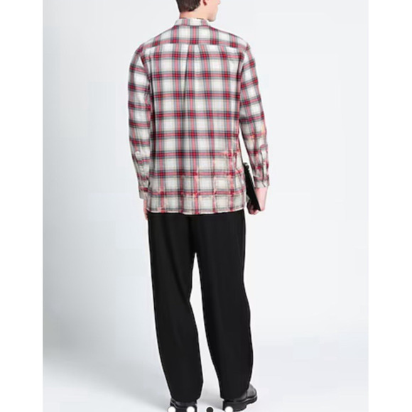 Zadig & Voltaire Sigmund Stigma Red Plaid Checked Shirt Mandarin Collar ( 40 ) - Picture 3 of 14